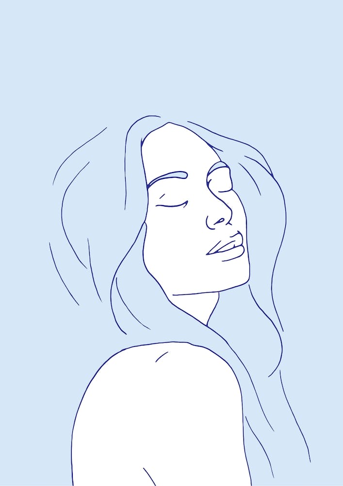 Woman In Reverie Light Blue