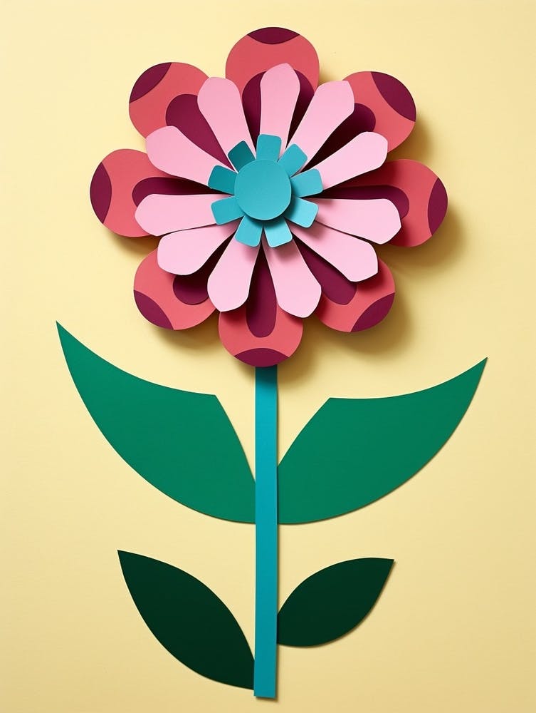 Cut Out Style Flower Art Zinnia 2