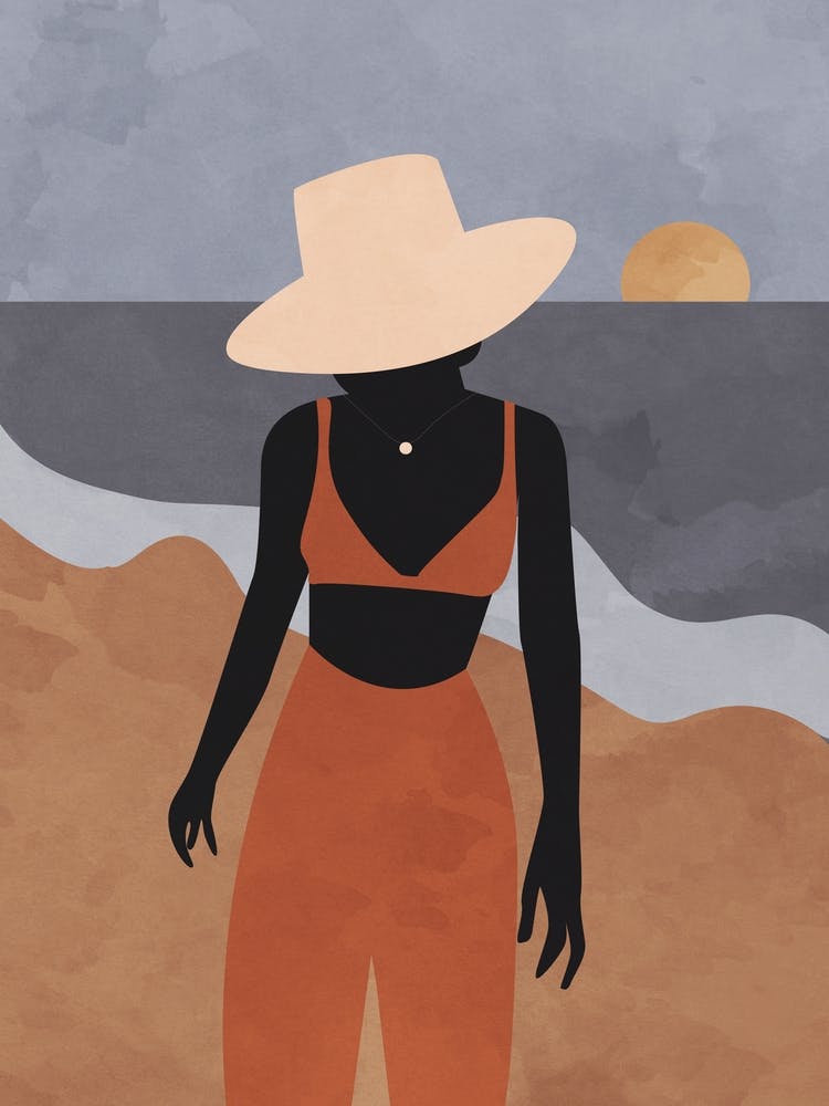 Woman Beach Illustration
