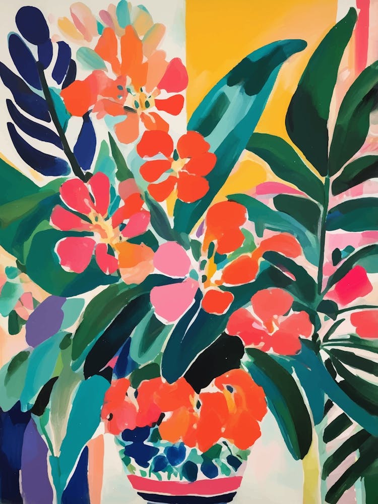 Tropical Flowers In A Vase