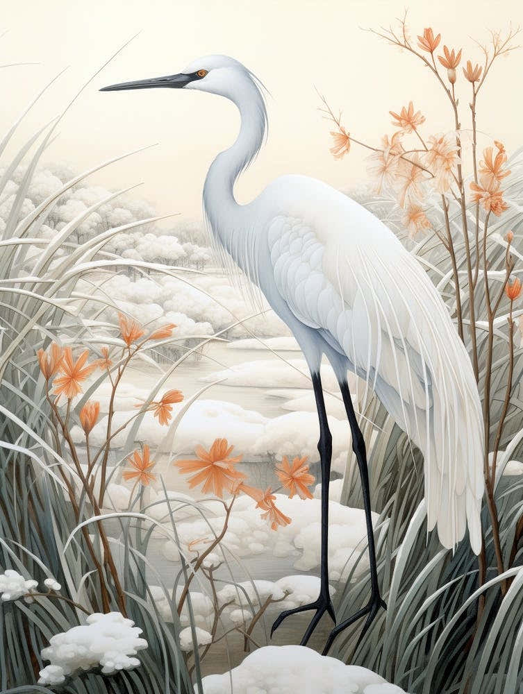 Winter Bird Painting Crane 2