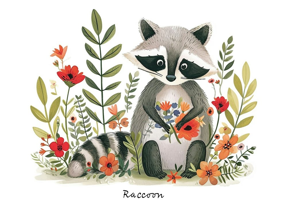 Kleiner Blumen-Waschbär 4 Poster