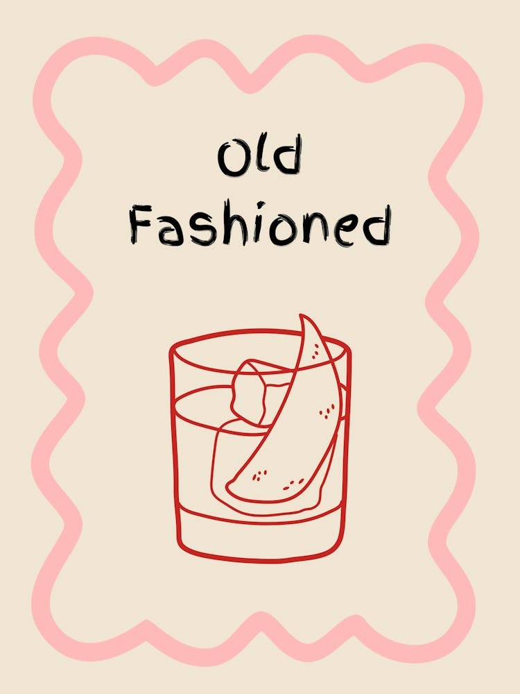 Old Fashioned Doodle Poster Pink & Red