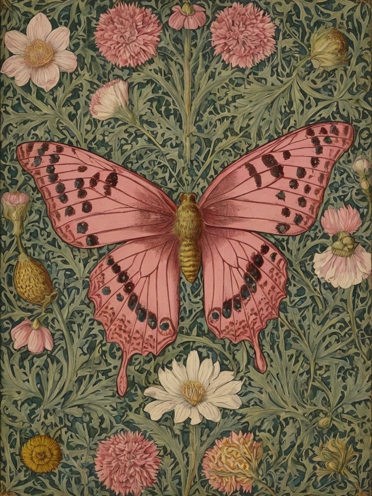Pink Butterfly By William Morris