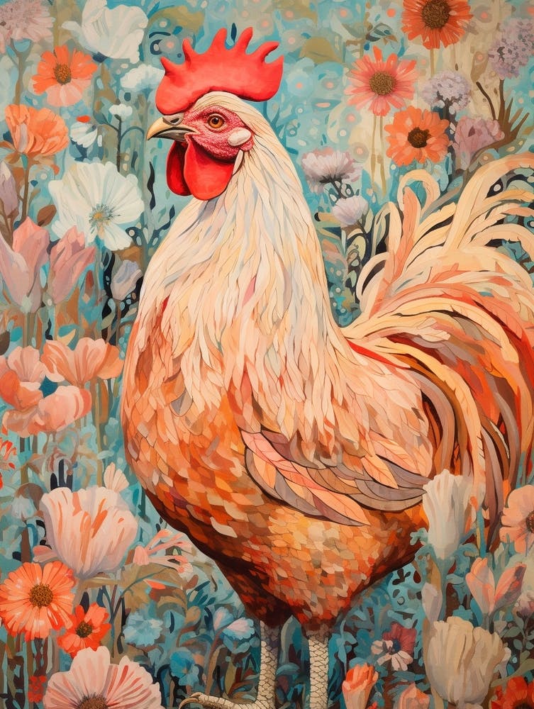 Chicken 2 Detailed Bird Painting