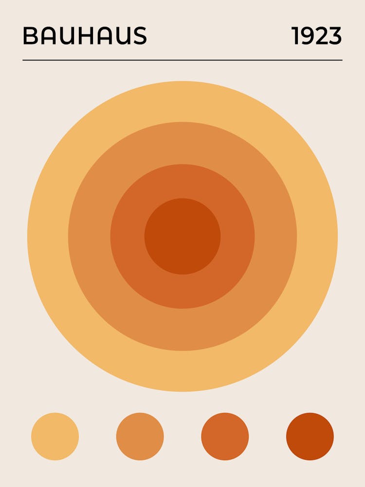 Bauhaus Orange Circles, vintage, retro, geometric, European, mid century, art, modern, colorful, summer, aesthetic, abstract Design