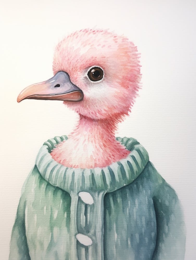 Bébé Flamant Aquarelle