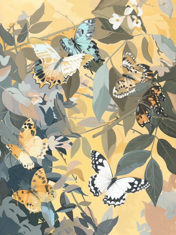 Butterflies Pastels Jungle Illustration 3