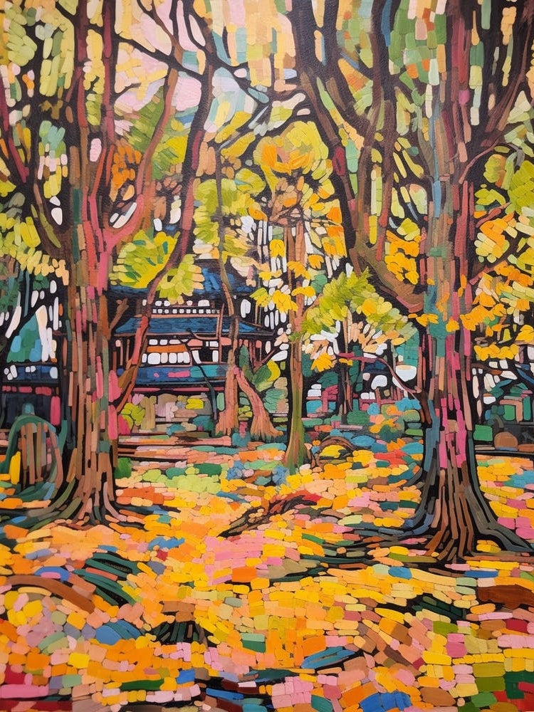 Autumn Gardens Painting Meiji Shrine Inner Garden Japan 2