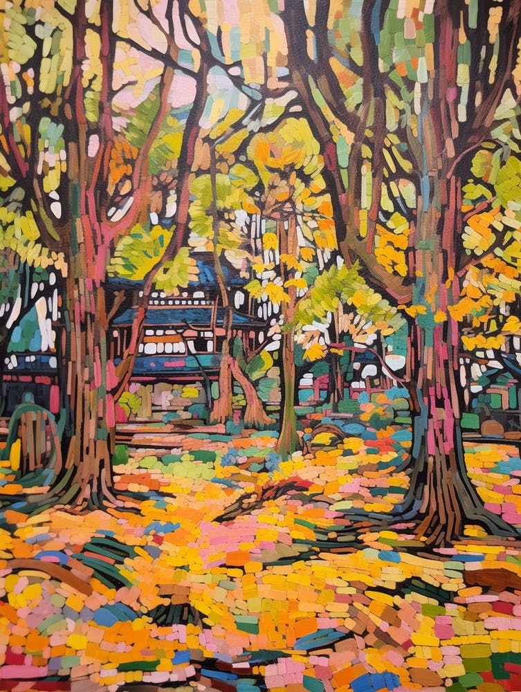 Autumn Gardens Painting Meiji Shrine Inner Garden Japan 2