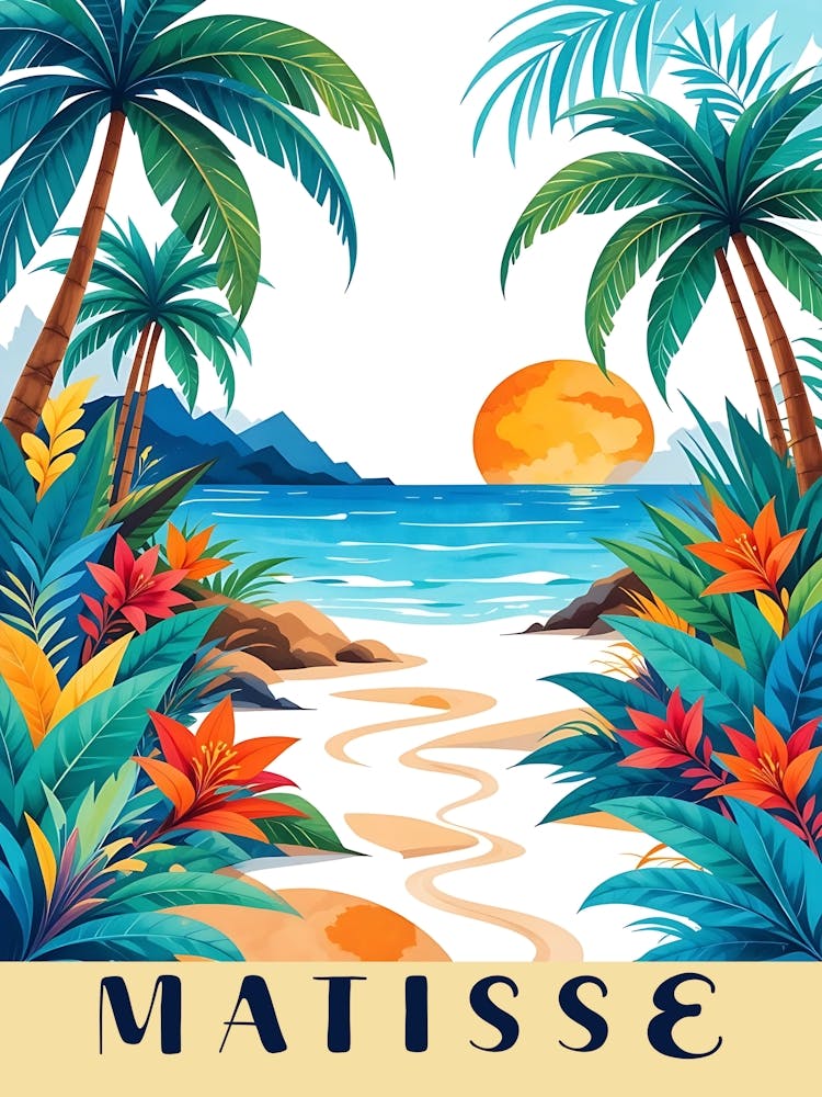 Henri Matisse Inspired Art - Tropical Paradise Landscape 4