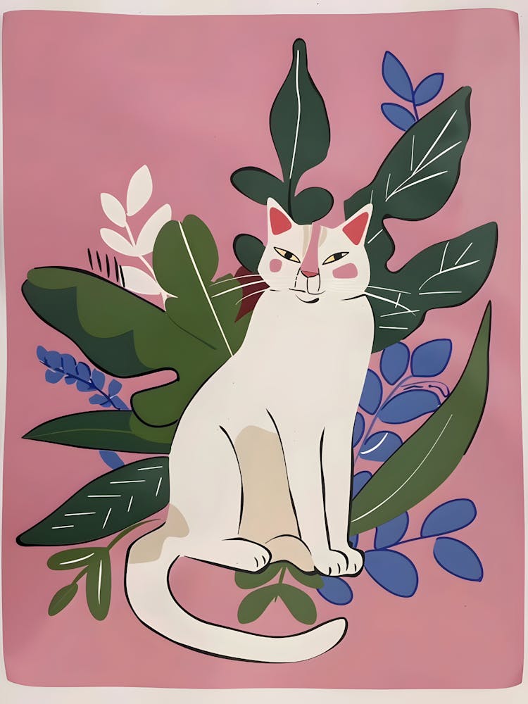 Cat With Plants
