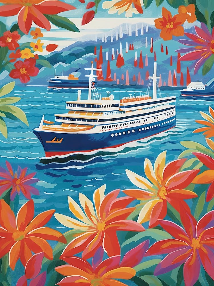 Mediterranean Cruise Ship Vintage 1