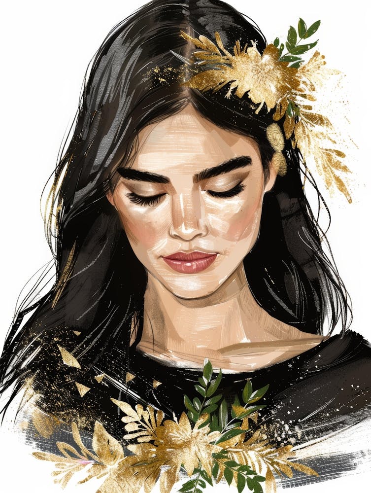 Portrait Of A Woman With Flowers 12