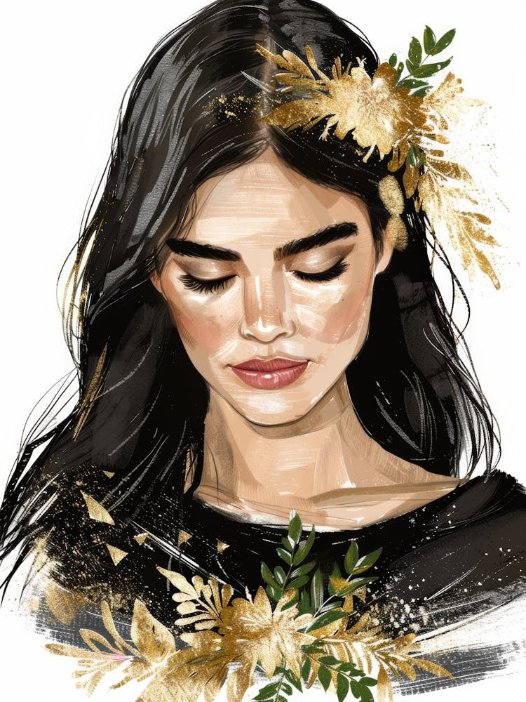 Portrait Of A Woman With Flowers 12