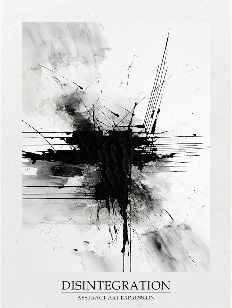 Disintegration Abstract Black And White 7 Poster