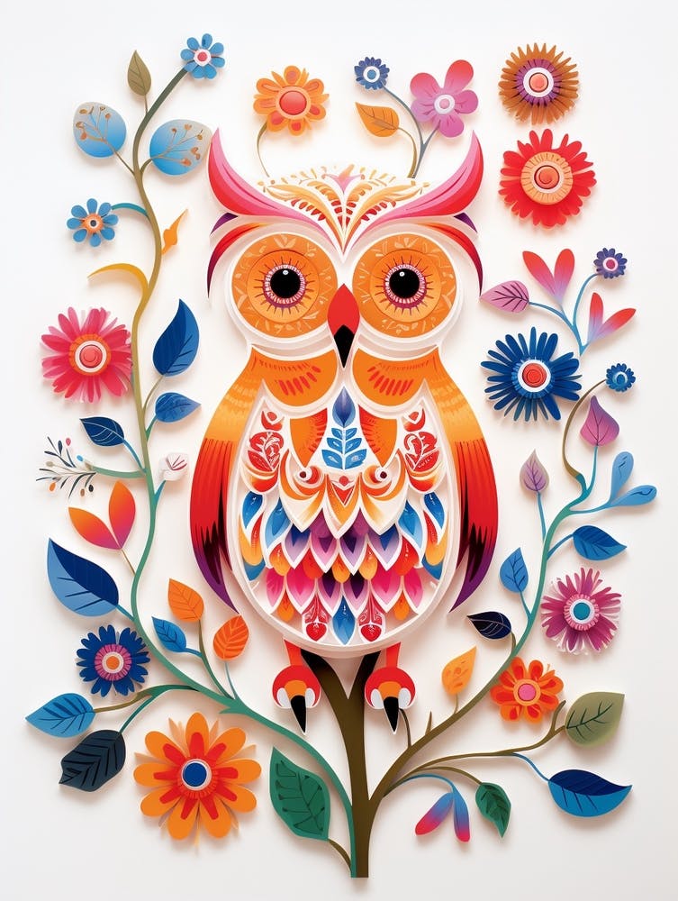 Scandinavian Bird Illustration Owl 1