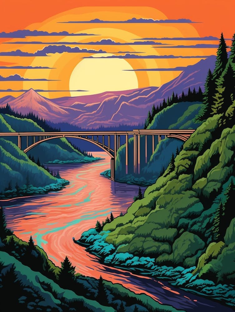 Columbia River Washington Retro Pop Art 15