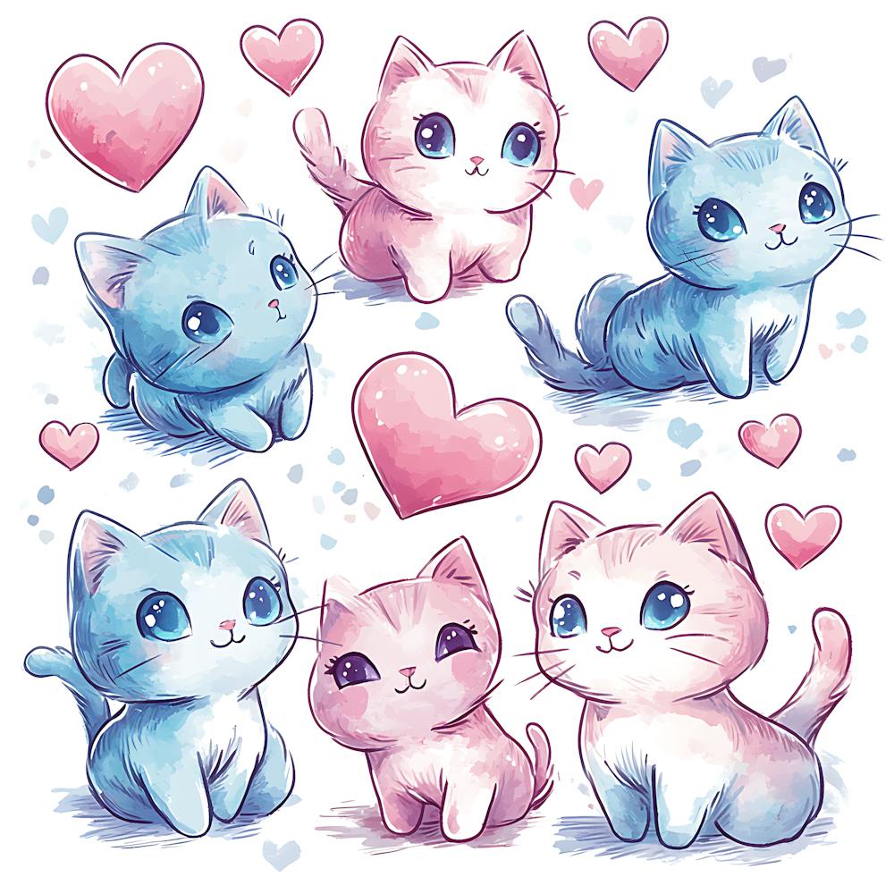 Cute Kittens Pastel Candy Hearts 7