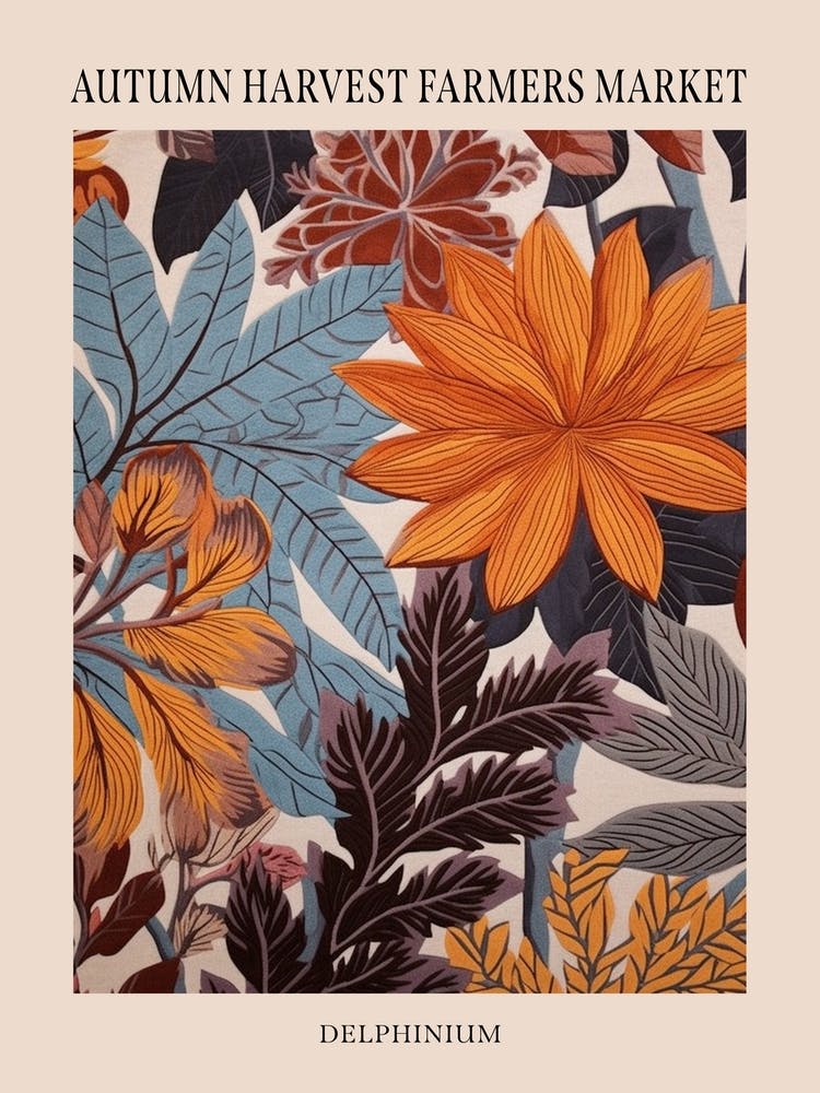 Fall Botanicals Delphinium 2 Poster