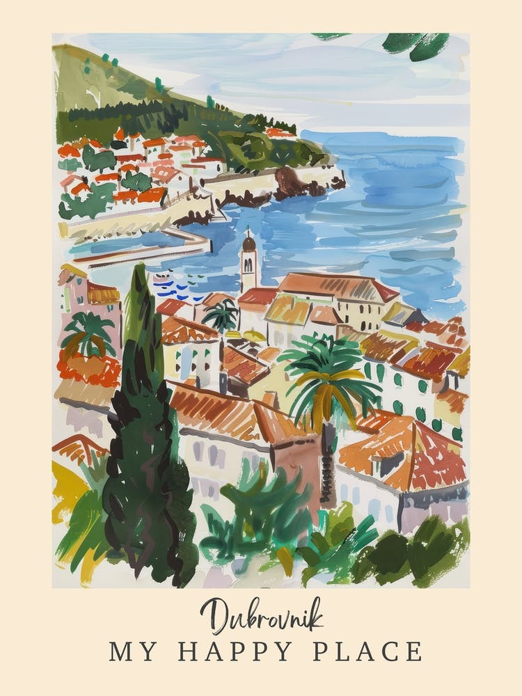 My Happy Place Dubrovnik 5 Travel Poster