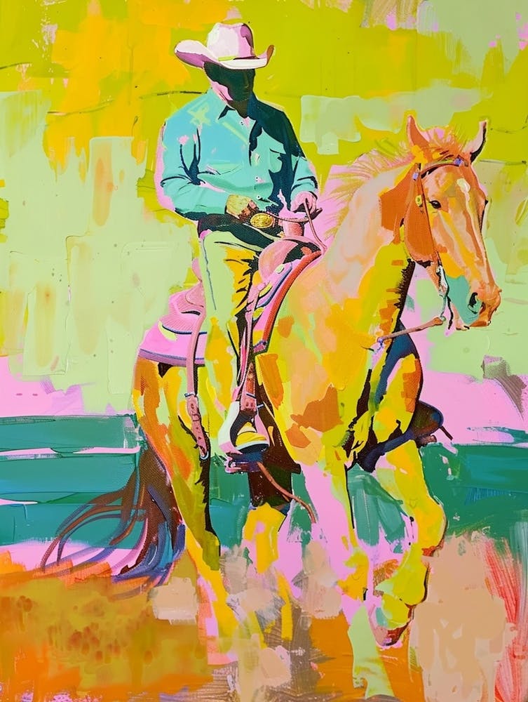 Pink And Yellow Cowboy Painting 2