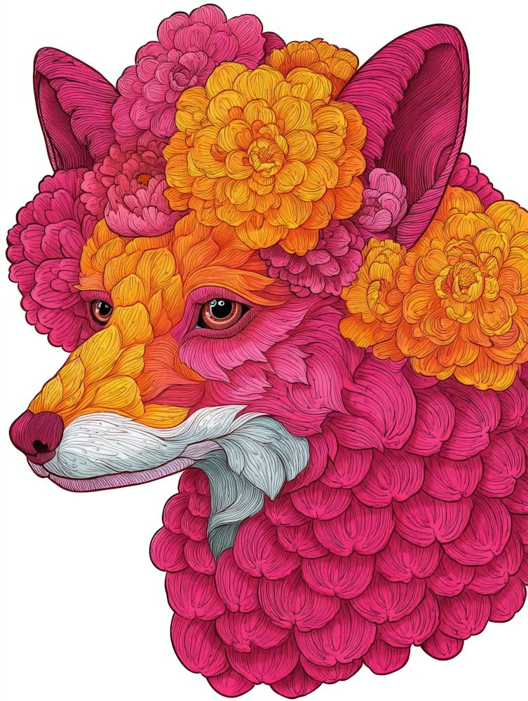 Fox With Flowers 9