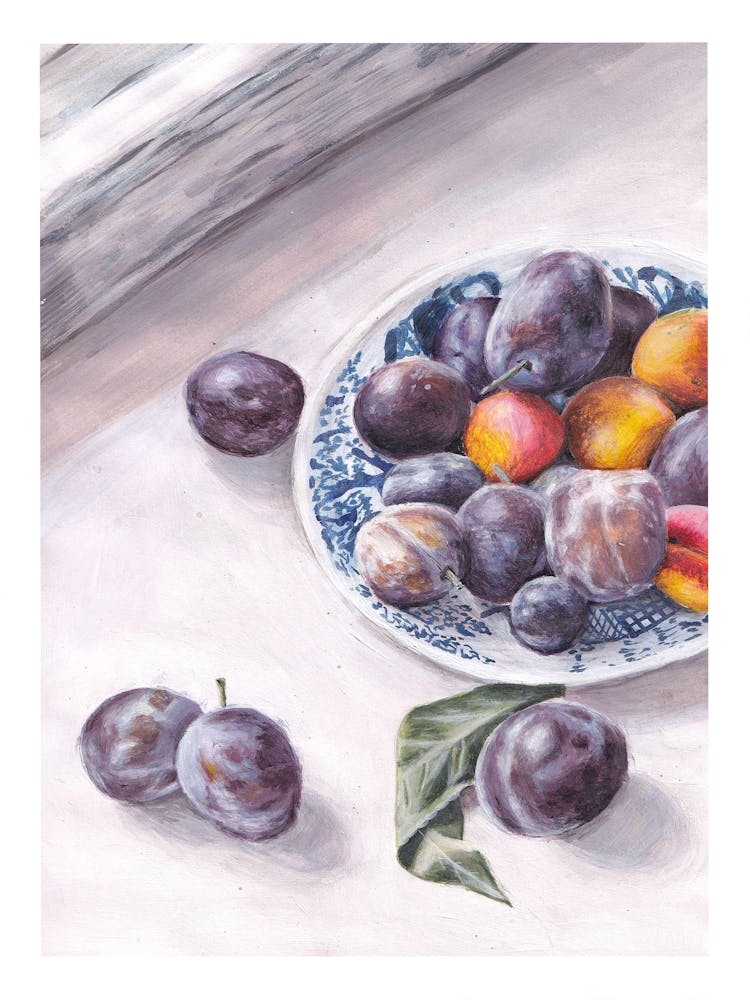 Plums with China Bowl