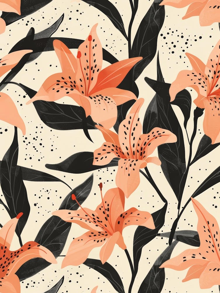 Seamless Pattern With Lilies