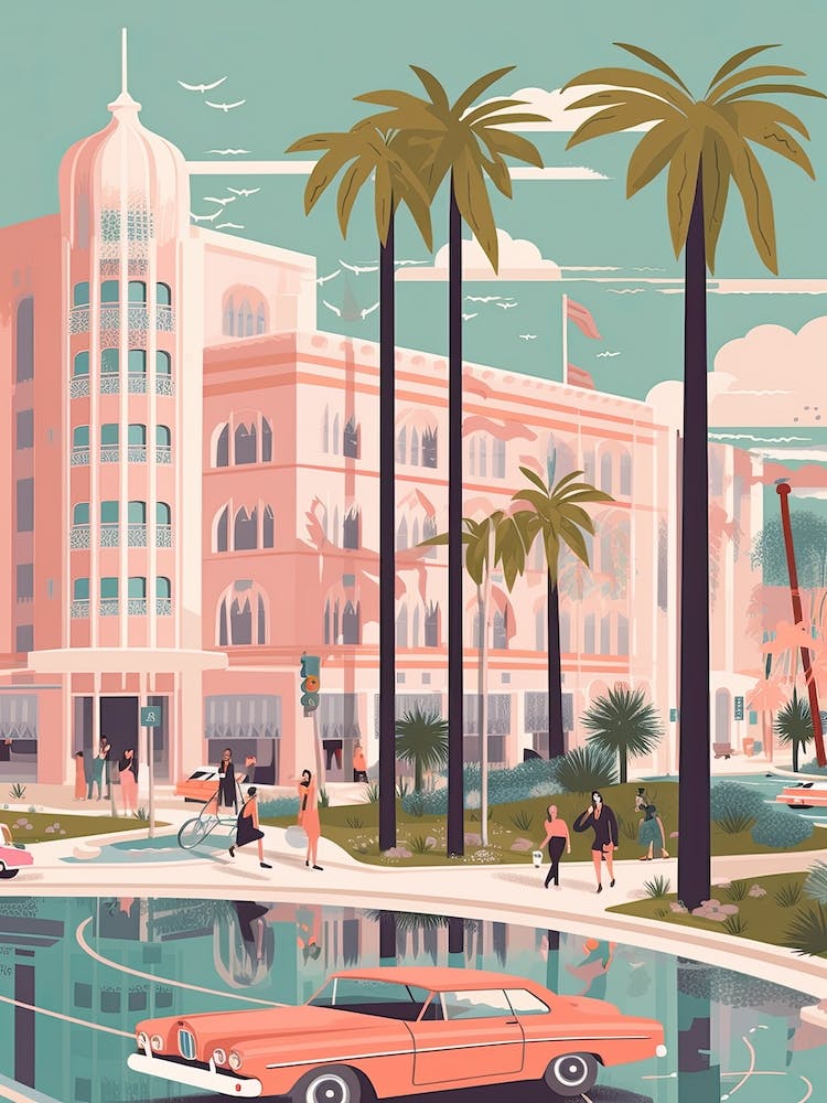 Los Angeles Usa Travel Illustration 4