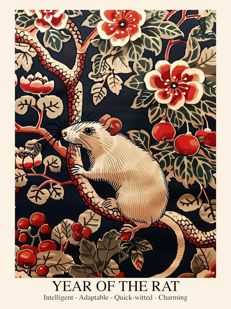 Chinese Lunar Year Of The Rat 3 William Morris Style