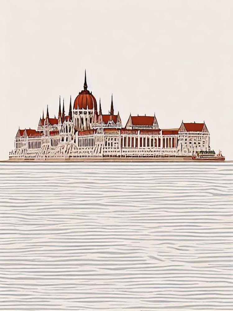Danube Promenade Budapest Boho Landmark Illustration