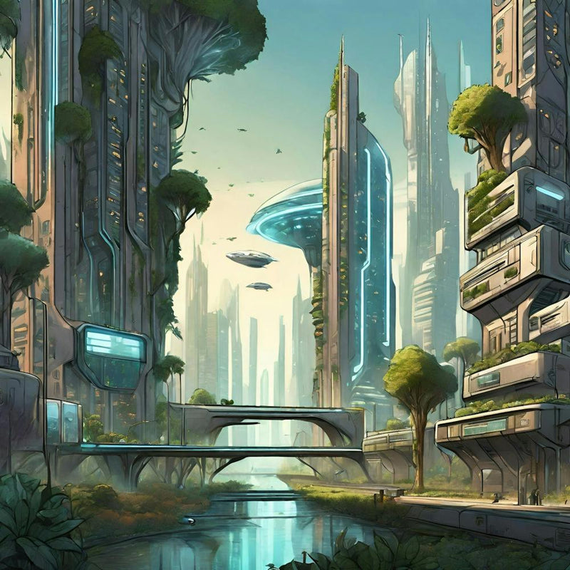 A Futuristic Cityscape Where Nature And Technology Coexist In Harmony