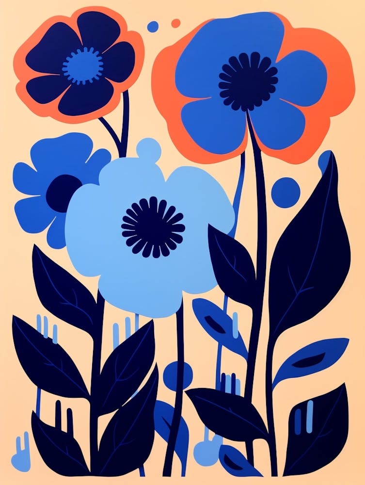 Blue Flower Illustration Poppy 3