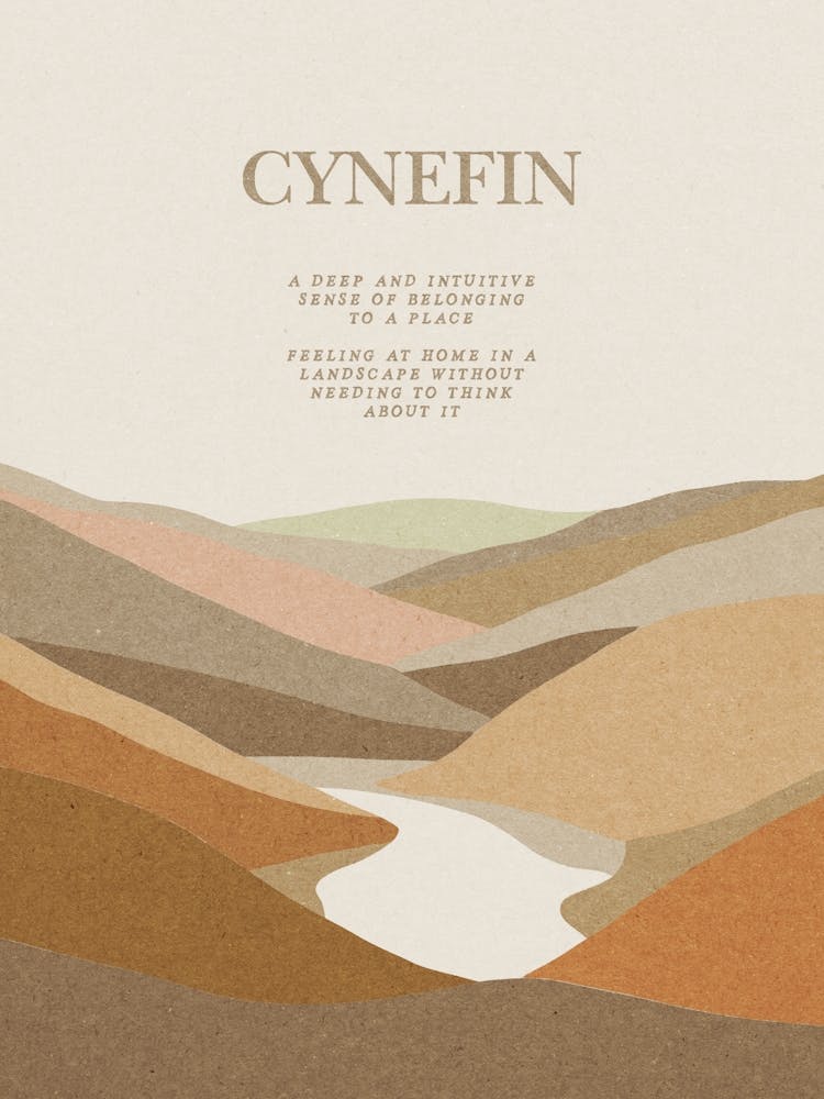 Welsh Landscape Cynefin Inspirational Quote Print Minimalist Wall Art Neutral Boho Decor