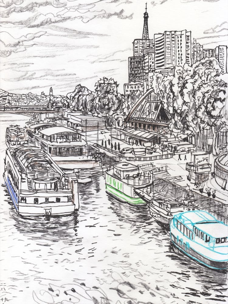 Tour, Nuages Et Rivière