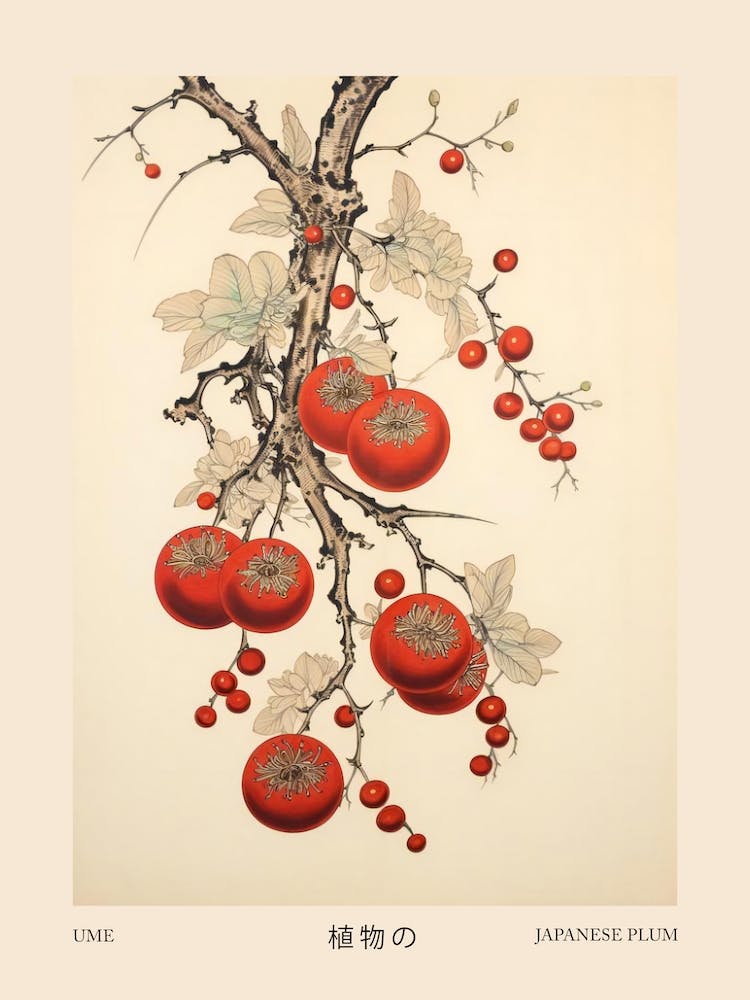 Ume Japanese Plum 2 Vintage Japanese Botanical Poster