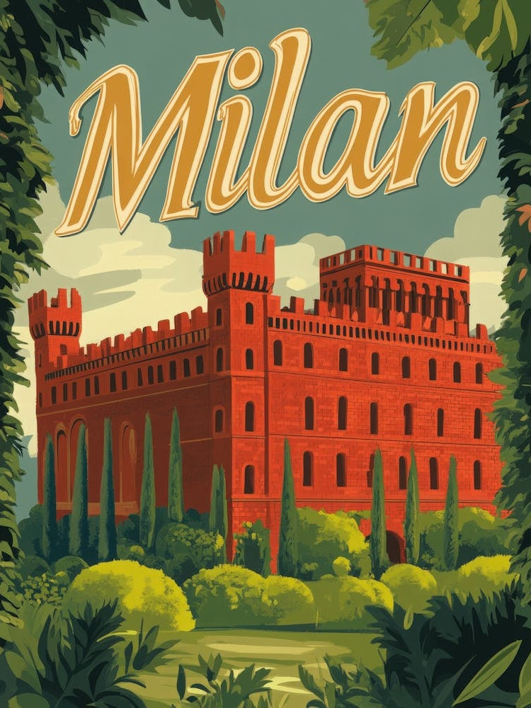 Aihrgdesign A Retro Travel Poster For Milan 1
