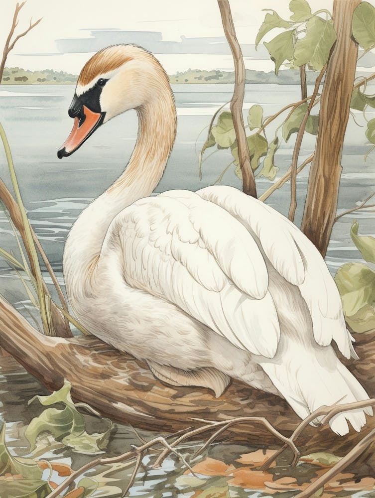 Storybook Animal Watercolour Swan 4