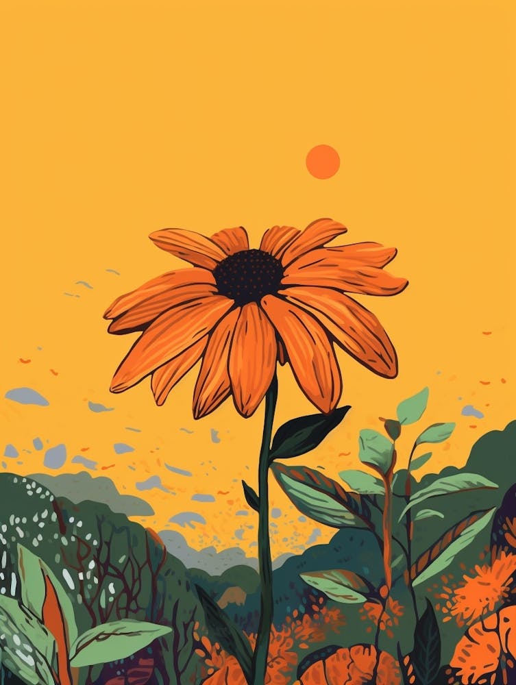 Boho Wildflower Painting Brown Eyed Susan 1
