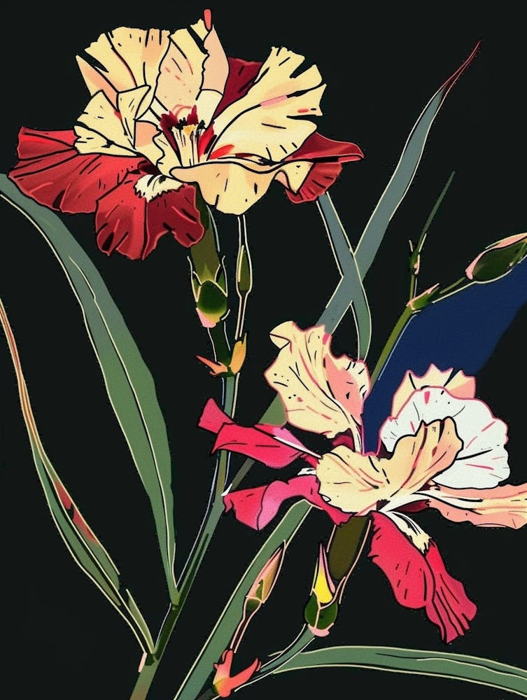 Neon Flowers On Black Carnation Dianthus 5
