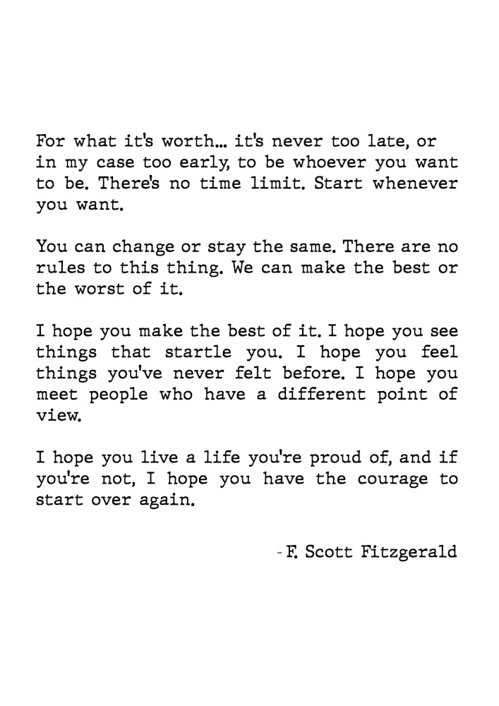 For What It's Worth Scott Fitzgerald Quote