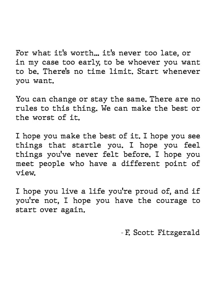 For What It's Worth Scott Fitzgerald Quote