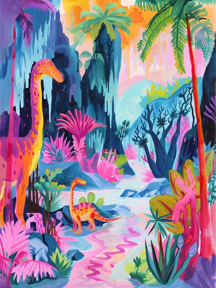 Colourful Dinosaur Friends By The River