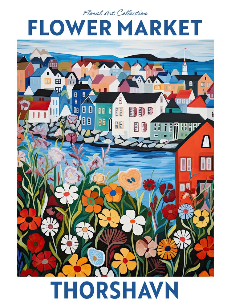 Thorshavn Flower Market Floral Travel Print Plant Art Modern Style