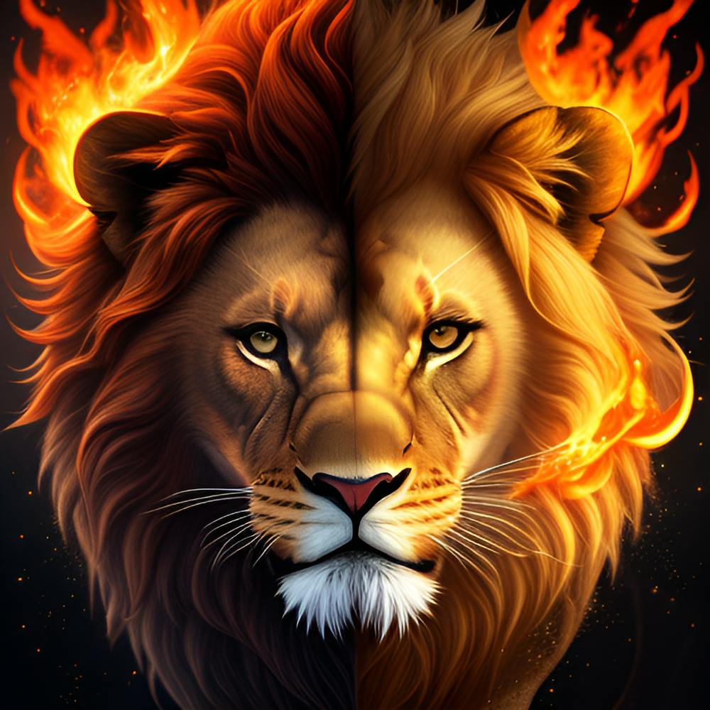 Lion And Fire