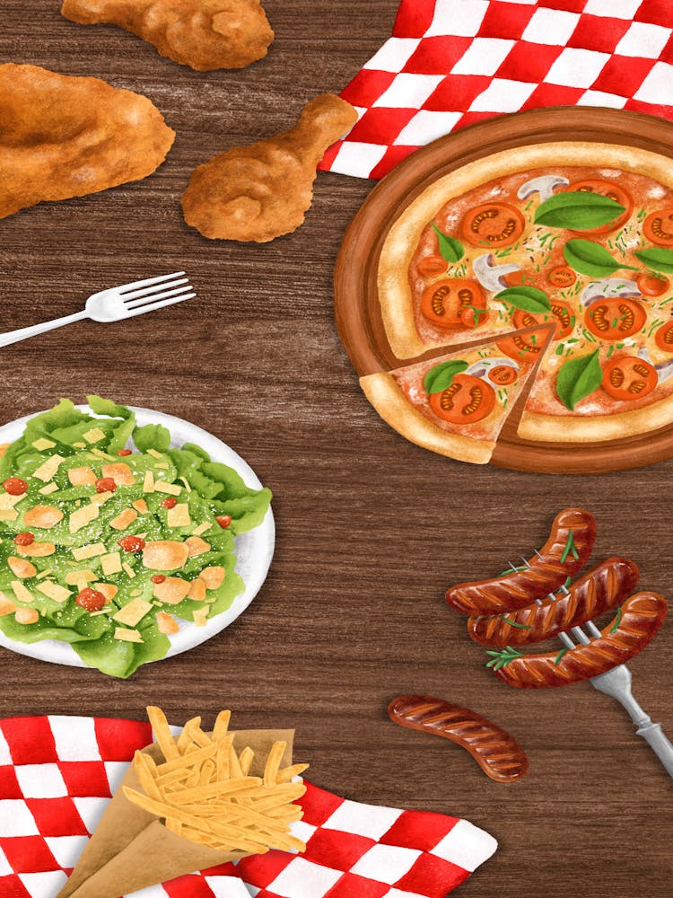 Pizza And Salad