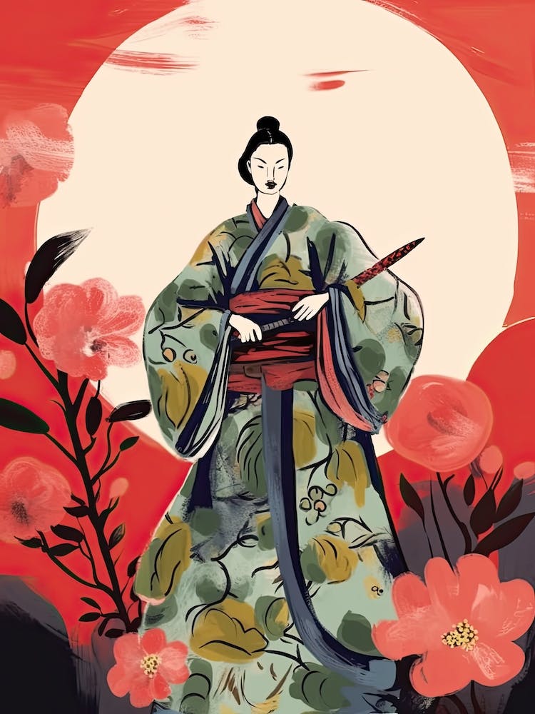 Samurai Illustration Floral 7