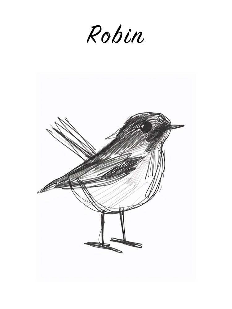 B&W Robin Poster
