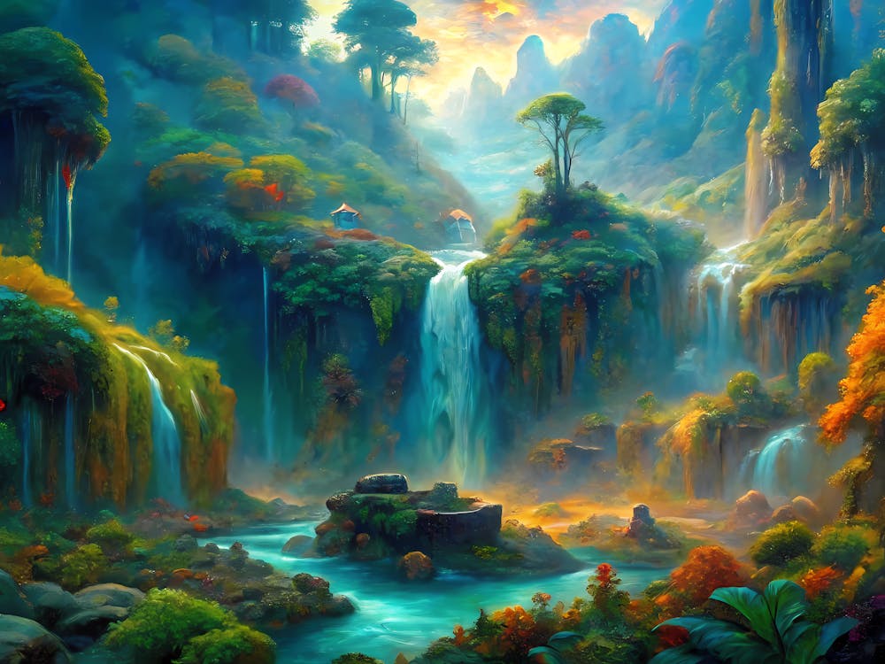 van gogh Waterfall In The Forest
